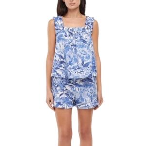Gap Blue Ruffle Cotton Pajama Short Set